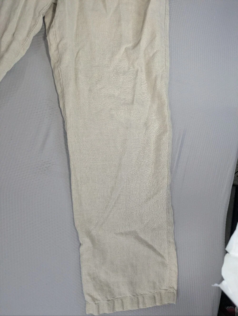 Eddie Bauer 100% Linen Pants Men’s 34x30 Beige Pleated Chino Coastal Old Money